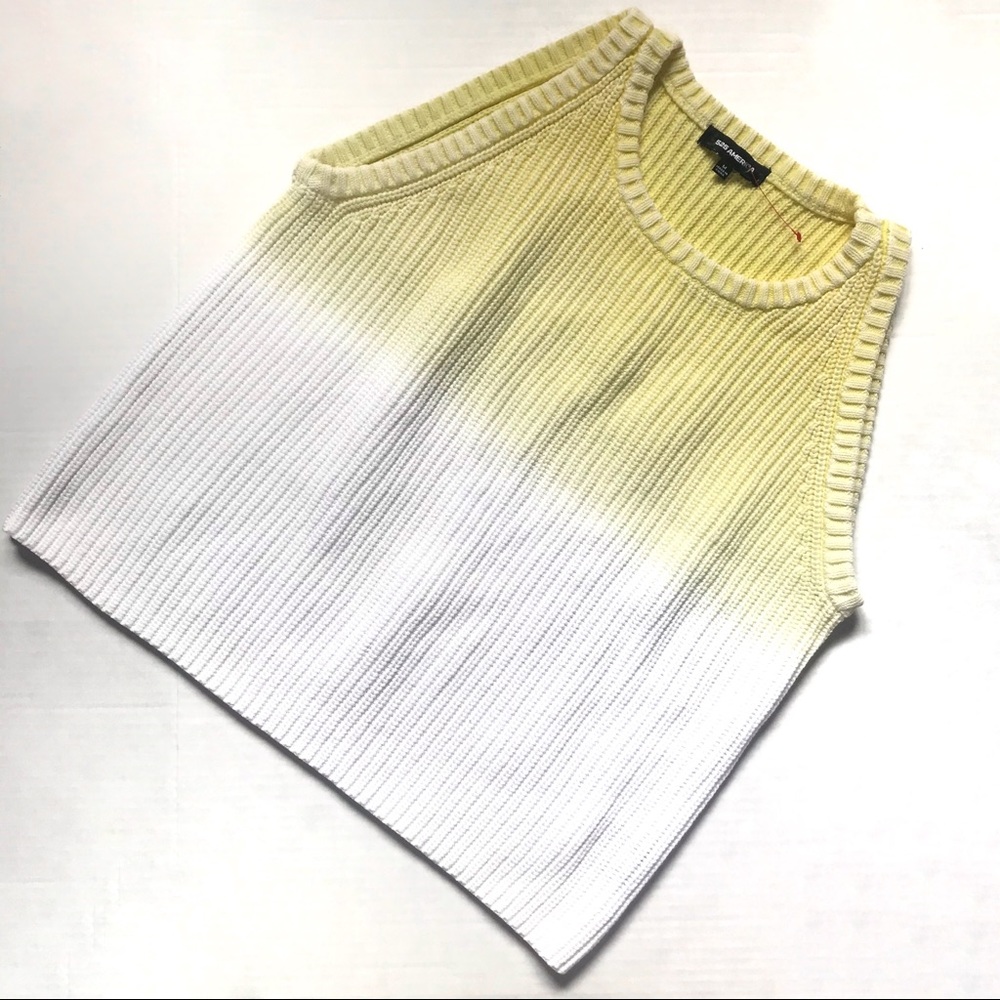 525 america crochet yellow white tank top size M